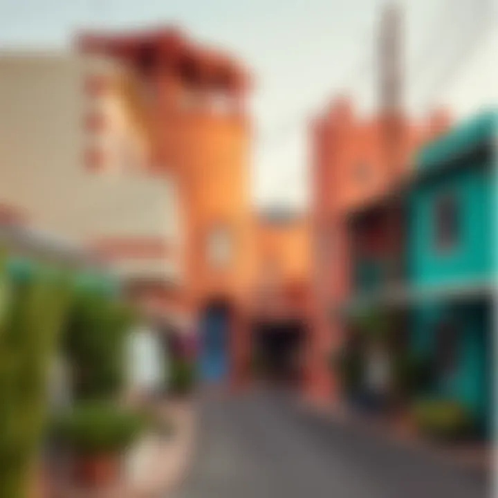 Local Neighborhood with Lodging Options Vibrant local neighborhood with affordable lodging options