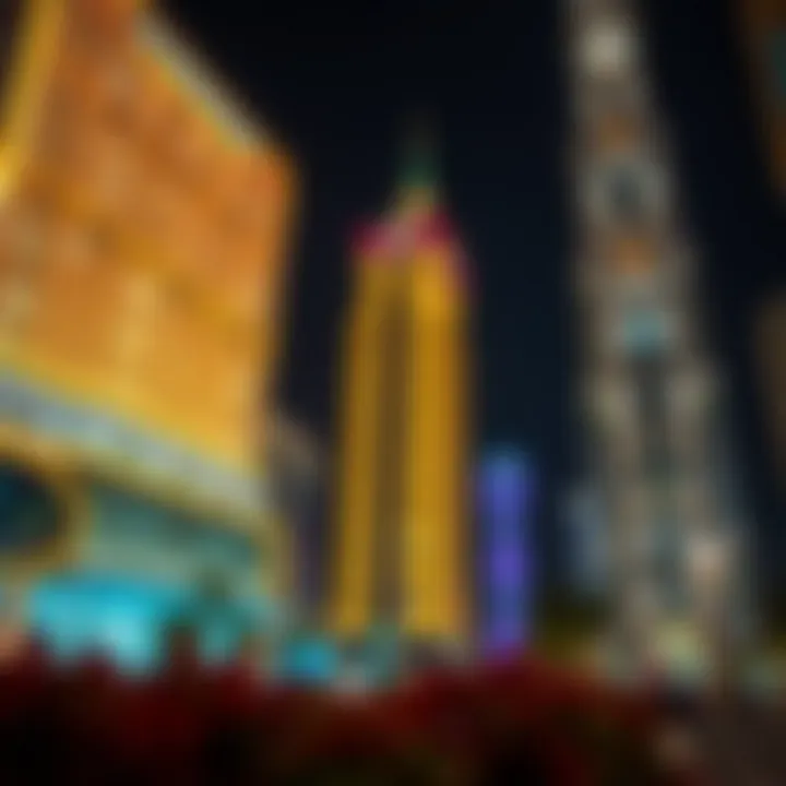 Illuminated Al Fattan Plaza at Night Night view of Al Fattan Plaza illuminated, highlighting its modern design