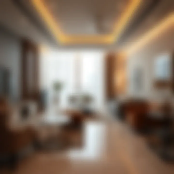 Interior of a stylish apartment in Al Ghurair highlighting spacious living areas