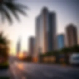 Stunning exterior view of the Al Hess Building against Dubai's skyline