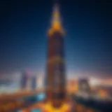 Aerial view showcasing the impressive facade of Al Moosa Tower against the Dubai skyline