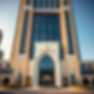 Entrance View of Al Moosa Tower A close-up of the entrance to Al Moosa Tower, exemplifying its grandeur and design aesthetics