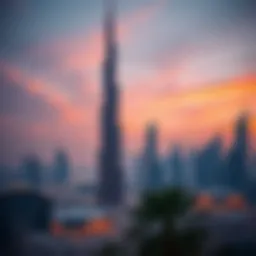 Stunning view of Al Saqran Tower against the Dubai skyline
