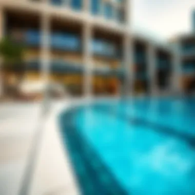 Amenities including a swimming pool and fitness center