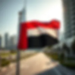 UAE flag with iconic skyline in the background