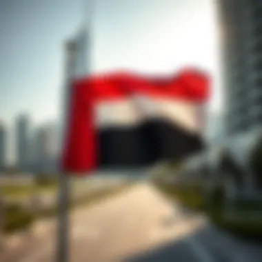UAE flag with iconic skyline in the background