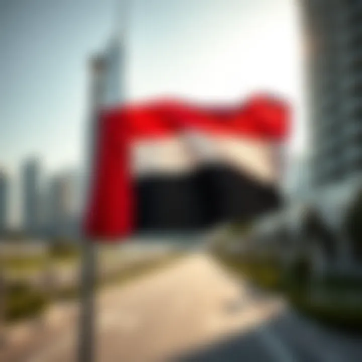 UAE flag with iconic skyline in the background