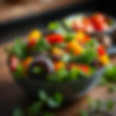 A vibrant salad bowl featuring fresh greens and colorful vegetables