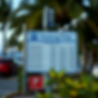 Parking Fee Signage at Blue Water Island Signage detailing parking fee structures at Blue Water Island