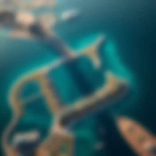 Aerial Perspective of Bluewaters Island Aerial view of Bluewaters Island showcasing its unique shape and design