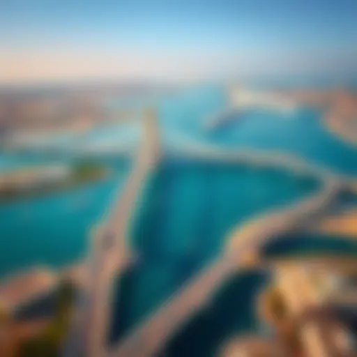 Aerial view of the iconic bridges spanning Reem Island