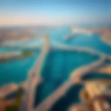 Aerial Perspective of Reem Island Bridges Aerial view of the iconic bridges spanning Reem Island