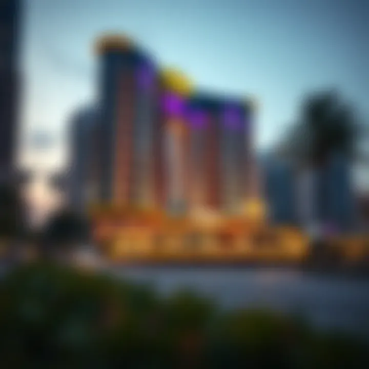 Evening ambiance around the Burj Binghatti Jacob with vibrant city lights