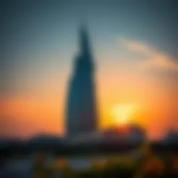 Stunning view of Burj Binghatti Jacob at sunset