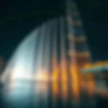 Mesmerizing Night View of the Fountain Show A breathtaking view of the Burj Khalifa Fountain Show at night.