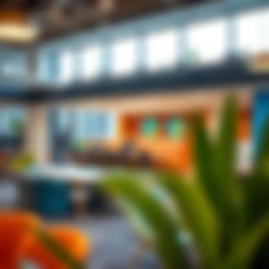 Modern co-working space with vibrant decor