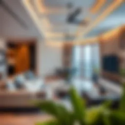 Luxurious interior of a service apartment showcasing modern design