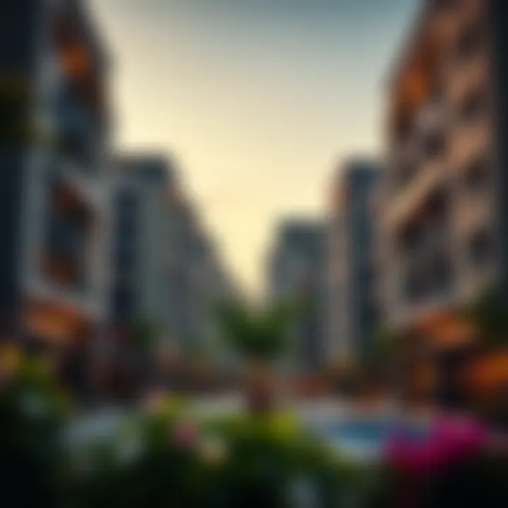 Modern residential buildings in the Discovery Gardens community