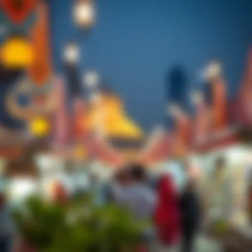 A vibrant night market during Eid celebrations in Dubai