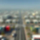 An aerial view of Warsan showcasing the parking auction dynamics.