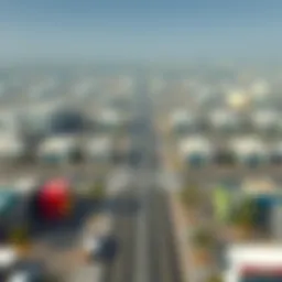 An aerial view of Warsan showcasing the parking auction dynamics.