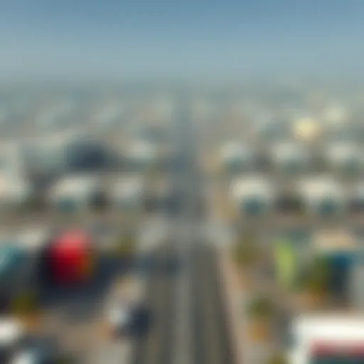 An aerial view of Warsan showcasing the parking auction dynamics.