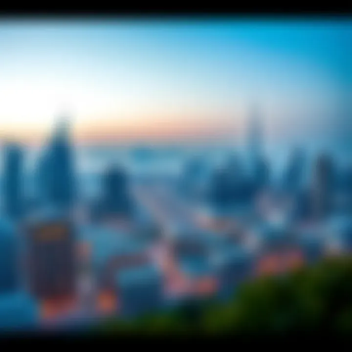 A panoramic view of Dubai skyline showcasing modern architecture