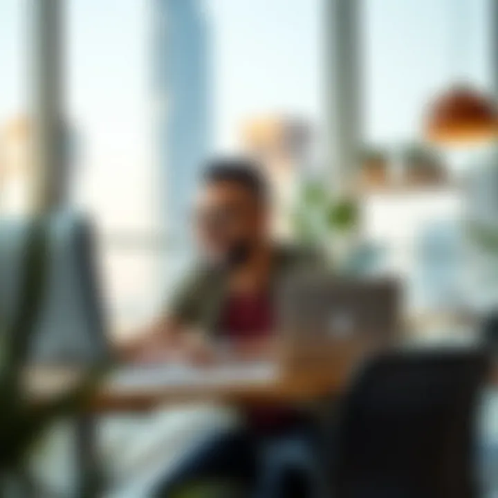 Freelancer working remotely in a modern workspace