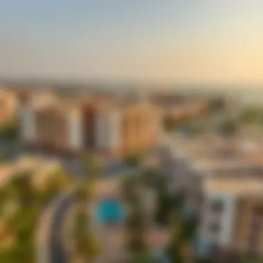 Aerial view of Acacia properties showcasing their prime location in Dubai