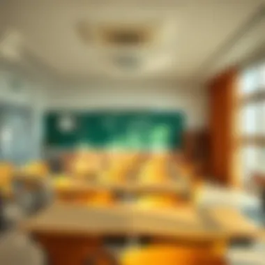 Interior of a modern classroom in Academy City emphasizing innovative teaching methods