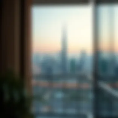 Dubai Skyline from Affordable Living Scenic view of Dubai skyline from a balcony