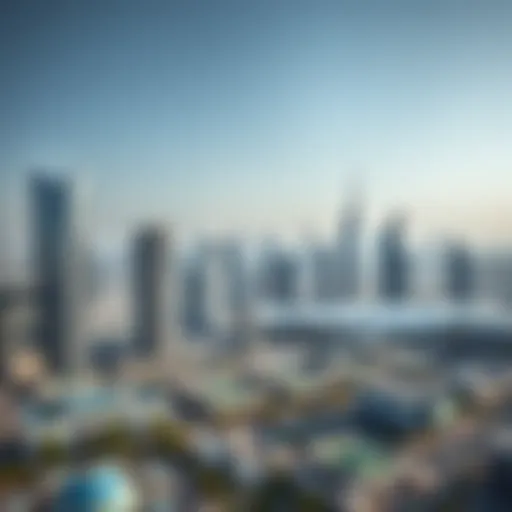 A panoramic view showcasing the modern skyline of Al Mirdif
