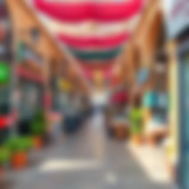 Vibrant Marketplace in Al Mirdif A vibrant marketplace in Al Mirdif filled with various shops and cafes