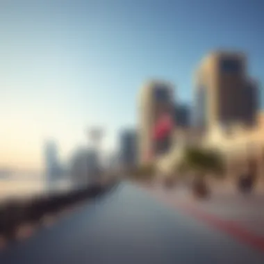 Stunning view of Al Seef's waterfront promenade showcasing modern architecture