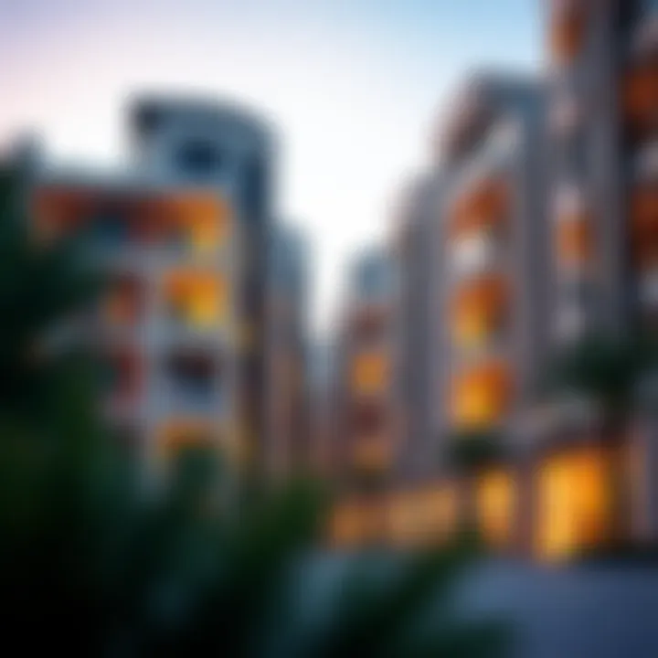 Modern architectural design of residential buildings in Dubai