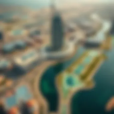 An aerial view of Dubai showcasing innovative water management systems in urban development