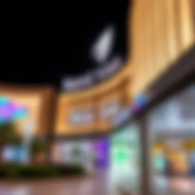 Exterior view of بني ياس مول showcasing its modern architecture