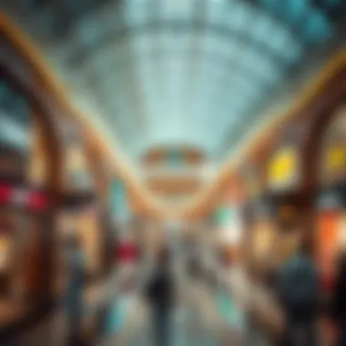 Vibrant interior of بني ياس مول filled with shoppers and vibrant stores