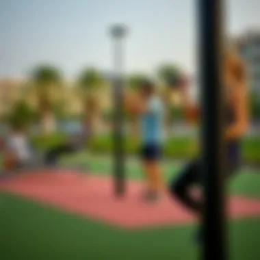 Fitness Enthusiasts at Outdoor Gym Fitness enthusiasts enjoying outdoor gym facilities in Barsha South Park