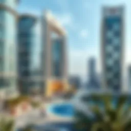 Panoramic view of Bay Square showcasing modern architecture and urban lifestyle