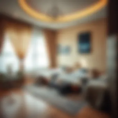 A cozy shared living space in Baniyas Square showcasing bed arrangements.