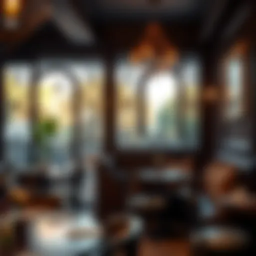 A cozy corner in a stylish cafe showcasing intricate decor