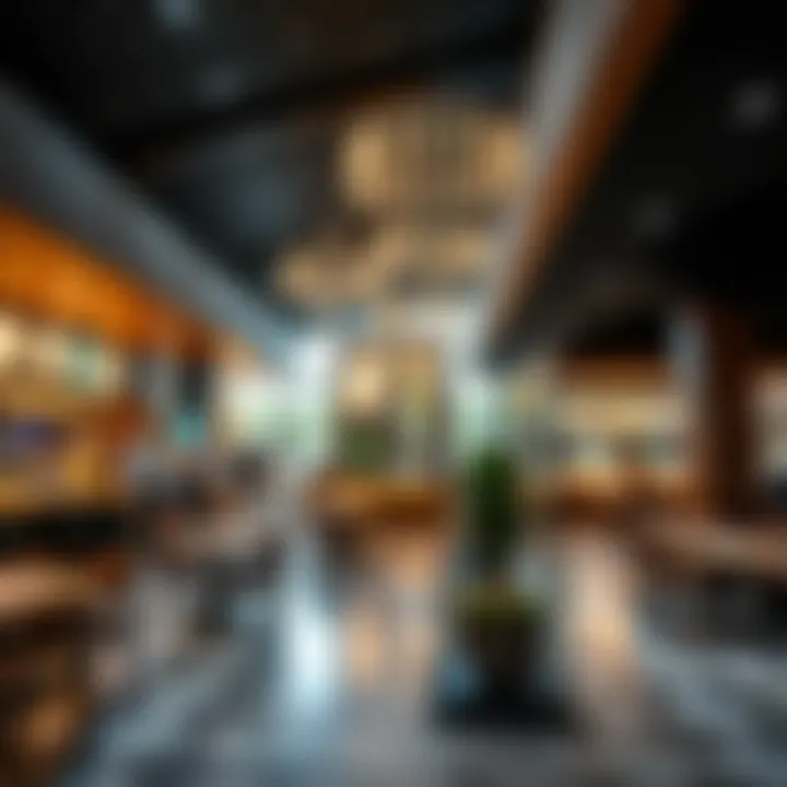 Contemporary Ambiance of the Food Court The modern and inviting interior design of Dubai Hills Food Court