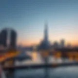 A stunning view of the Dubai Creek Harbour skyline at dusk