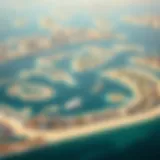 Aerial Perspective of Dubai Islands Aerial view of the Dubai Islands showcasing their unique topography