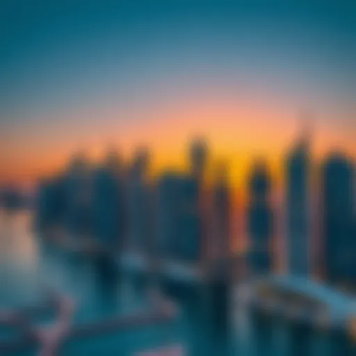 Skyline at Sunset Stunning skyline view of Dubai Marina at sunset