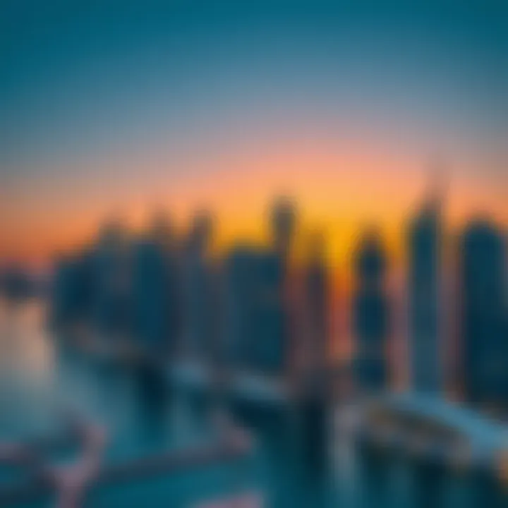 Skyline at Sunset Stunning skyline view of Dubai Marina at sunset