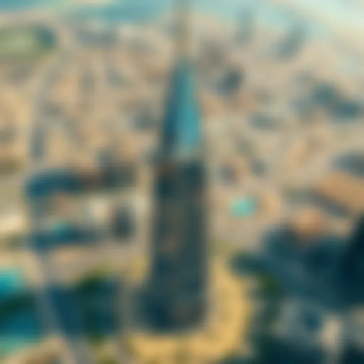 Aerial Perspective of the Star Building Aerial view of the Star Building surrounded by Dubai's urban landscape