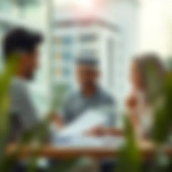 Happy tenants discussing rental agreements