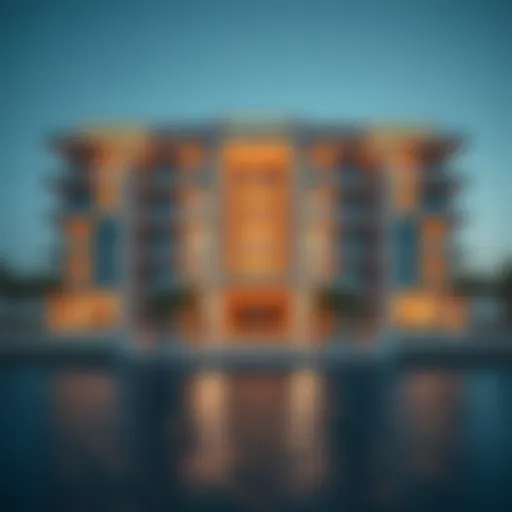 Stunning exterior view of Emaar Beachfront Mansion showcasing modern architecture